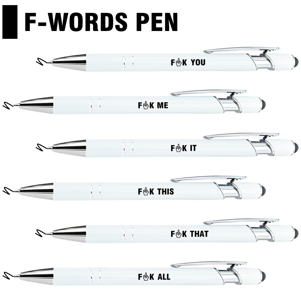 

6-pack Funny F-word Retractable Ballpoint Pens, Metal Office Pens With , Fun Novelty Pens For Adults, Universal Holiday Gift, No Electricity Needed