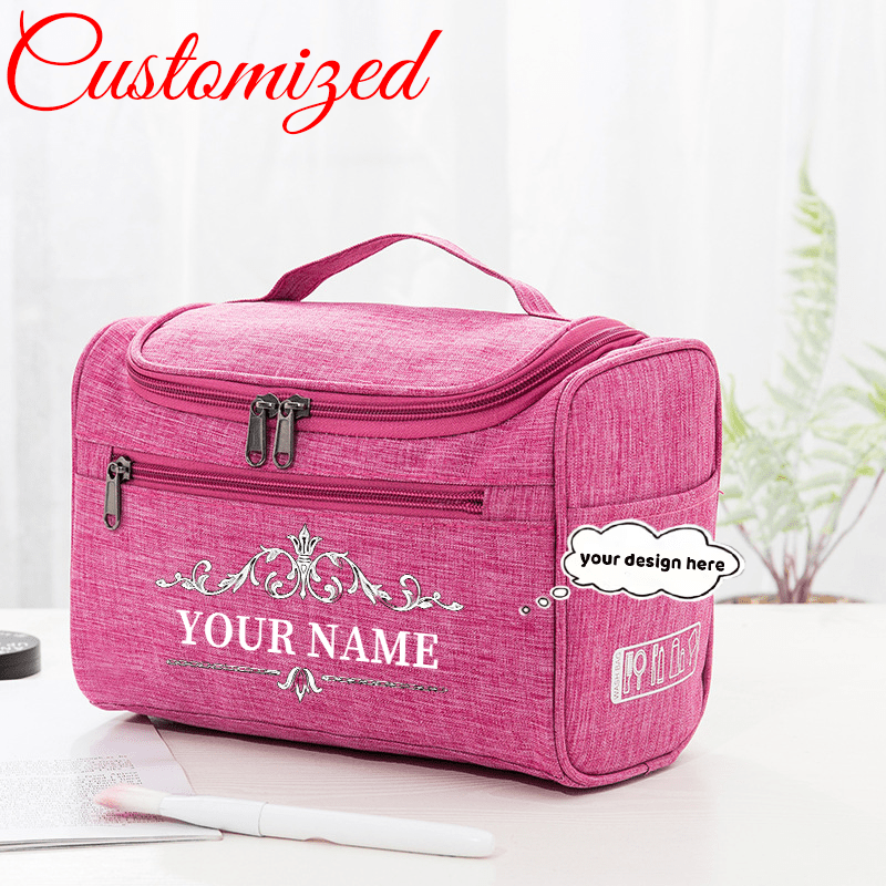 TEMU Personalized Initials Women's Toiletry Bag - Name/initials Travel Case With Zipper Closure, Compact Foldable Makeup Suitable For Travel,