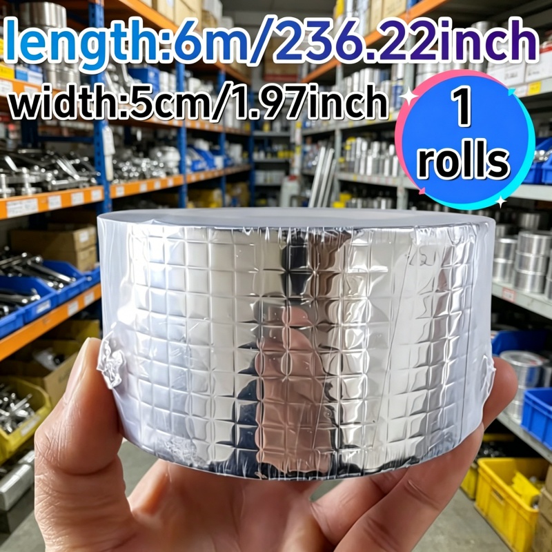 TEMU 1 Rolle 600CM Wasserdichtes Selbstklebendes Aluminiumfolienband Dichtungsstreifen - Geeignet für Dach/Wand/Rohre - Selbstklebende Dichtung und