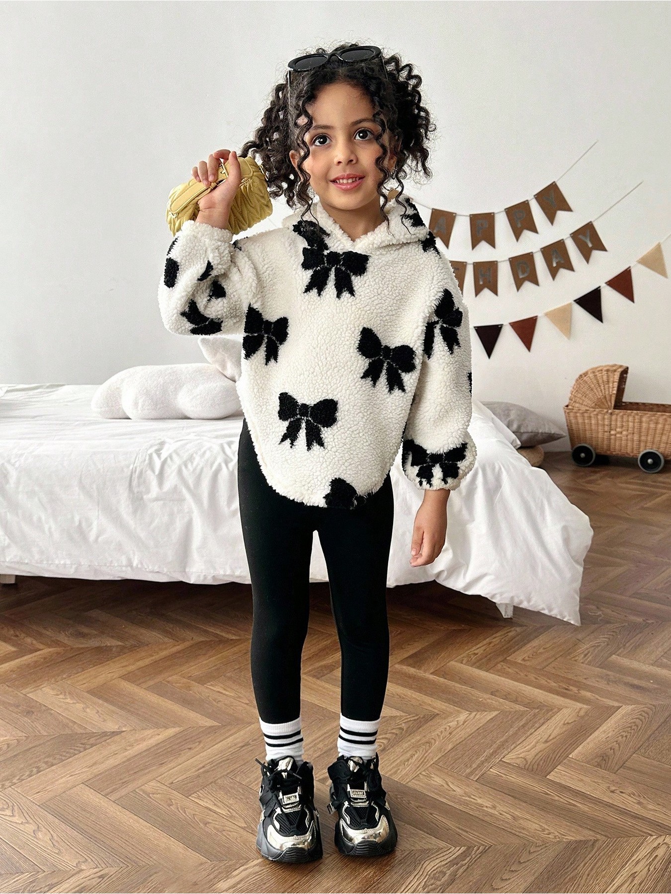 Meisjes Mode Set met Pluche Hoodie met Strik