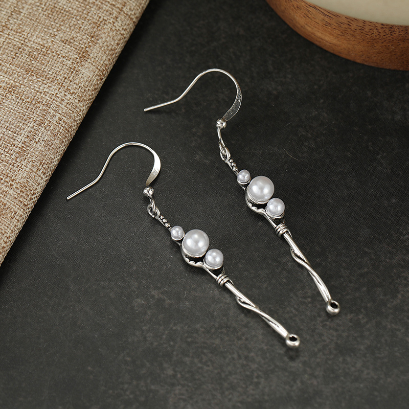 Retro Artistic Silvery Branch Earrings, Unique Gift