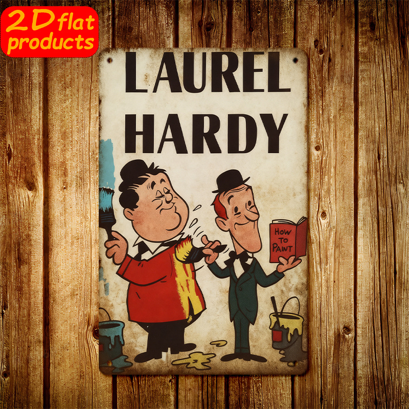 その他 Vintage/Laurel & Hardy MADE IN England Laurel & Hardy Cartoon Characters Tin Metal Signs Home Décor