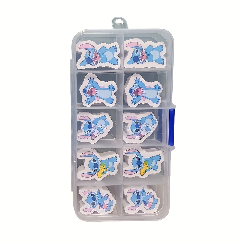 E-shop Disney, 10 Stück, Stitch-Radiergummis, weiches rückstandsfreies Radieren, geeignet für Prüfungs- Kunstbedarf, ein unverzichtbares Werkzeug zur