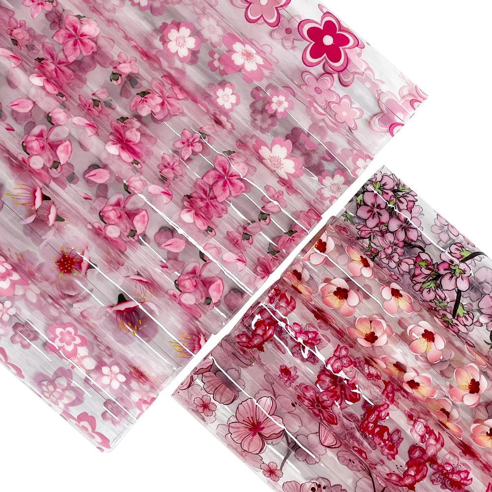 Image of 10pcs Pink Floral Clear Leather Sheets, Waterproof Pvc Jelly Vinyl Fabric 8.2" X 11.8", Ideal For Diy Earrings, Hair Bows & Crafts, Crafts, Transparent