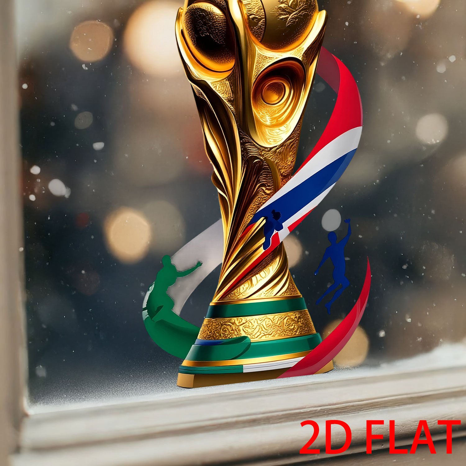 1 ud. de pegatinas planas 2D de FIFA World Cup, lindos dibujos animados, decoración artística para el hogar, decoraciones adecuadas para ventanas, vidrio, espejos, pared de fondo, decoración ideal para Pascua, Día de la Madre. 1pcctsz060