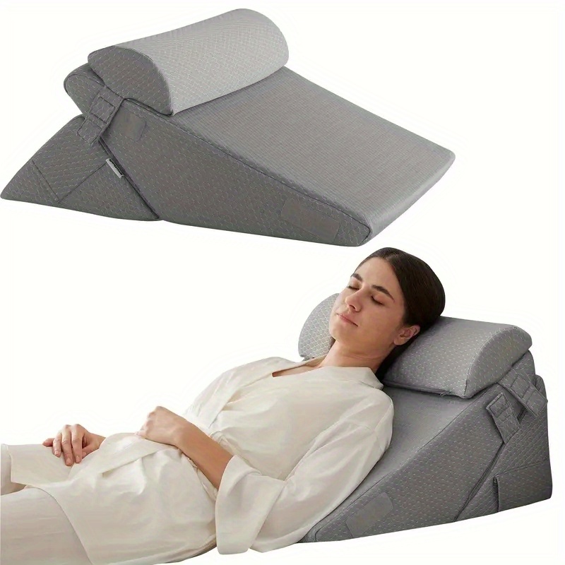 Adjustable Foam Pillow 3pcs Adjustable Foam Wedge Pillow Set Postoperative Back, Leg and Knee Support Folding Triangular Pillow for Sleeping, Preventing Acid Reflux and Snoring