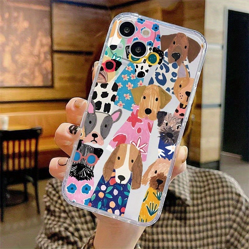 TEMU para teléfono: 1 de teléfono y transparente con cachorro de ropa colorida a , compatible con la serie iPhone 17/16/15/14/13/12/11/17 Pro Max y