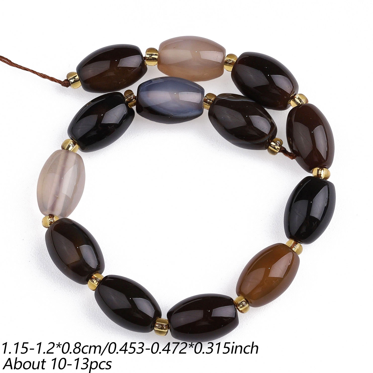 8X12Mm Natural Stone Multi-Color Agate Seed Beads