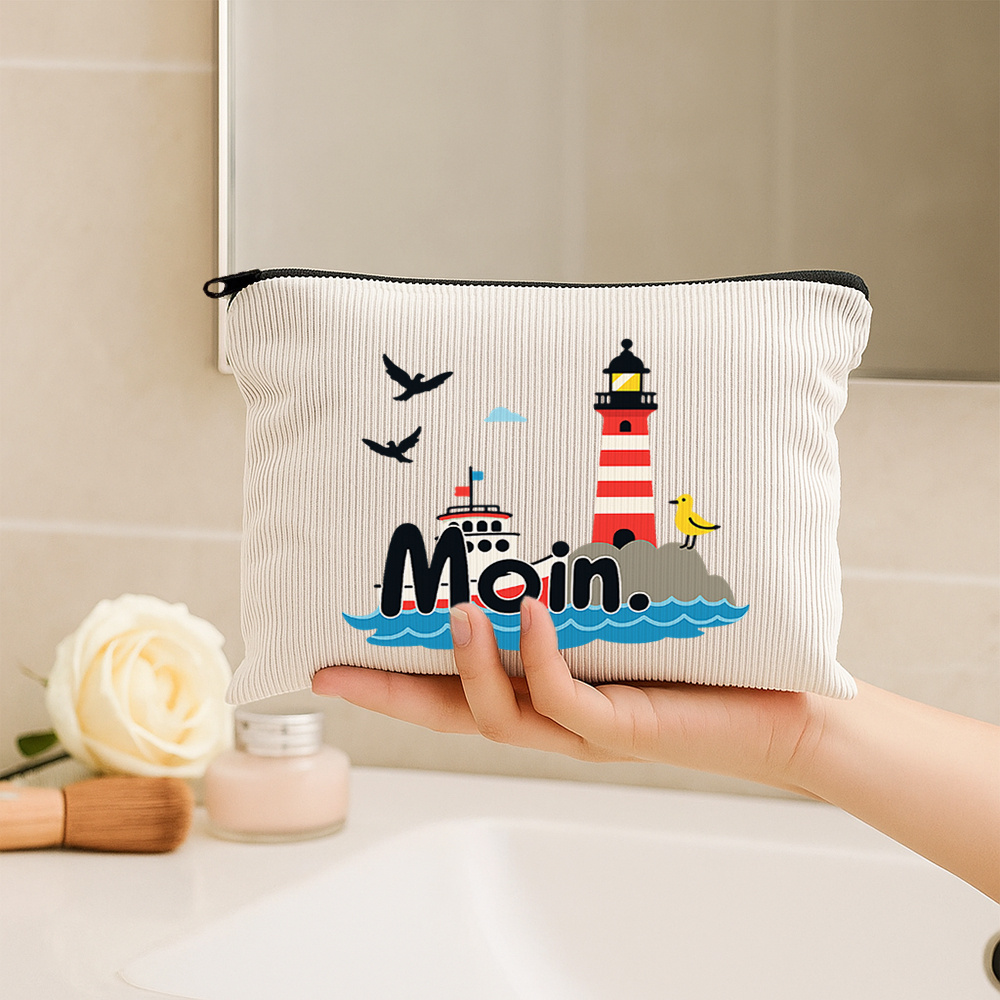 TEMU A Small Cosmetic Bag Featuring A German Maritime And Geometric Patterns, Perfect For Women On The Go. This Travel Accessory Is An Birthday Gift