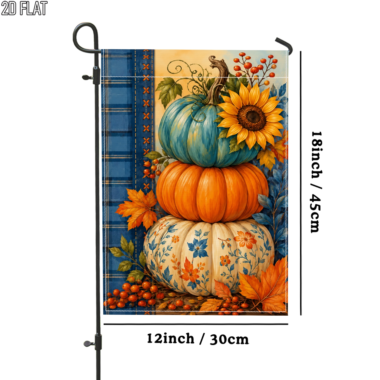 TEMU 2d Flat, 2d Flat 1pc Harvest Pumpkin Flag Orange Outdoor Garden Flag Double-sided For Yard Decoration Porch Decoration Garden Outside, 2d Flat