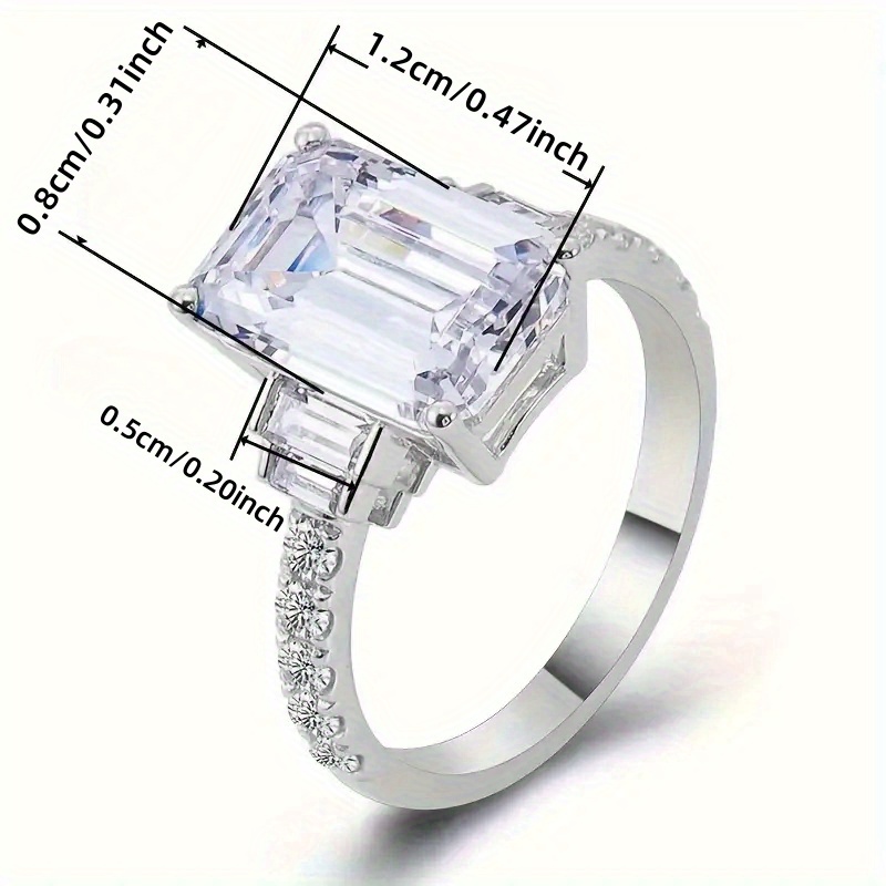 4 Prong Set Square Synthetic Zirconia Engagement Ring