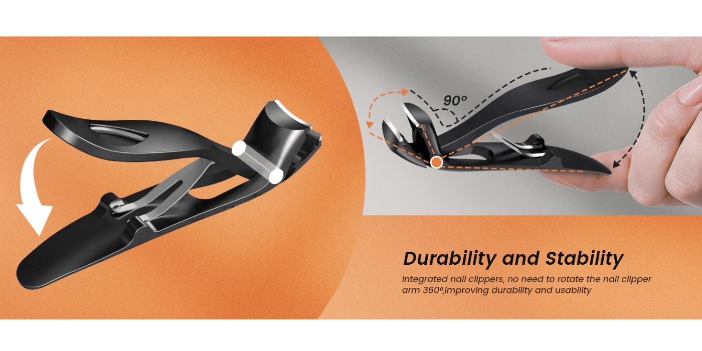 HEYMIX Toe Nail Clippers - Wide Jaw Nail Clippers for Thick Nails, Professional Nail Cutter Care Kit for Seniors, Angled Head Toenail Clipper Set with Catcher for Men and Women, Travel Box for Gifts