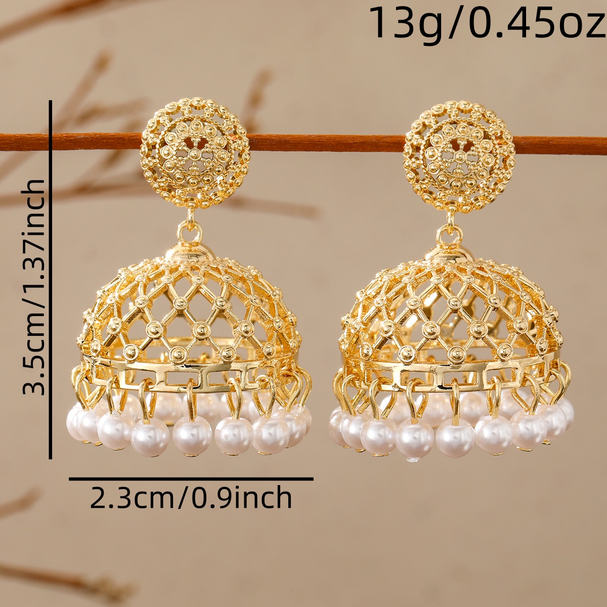Vintage Ethnic-style Openwork Round Filigree Pendant Earrings