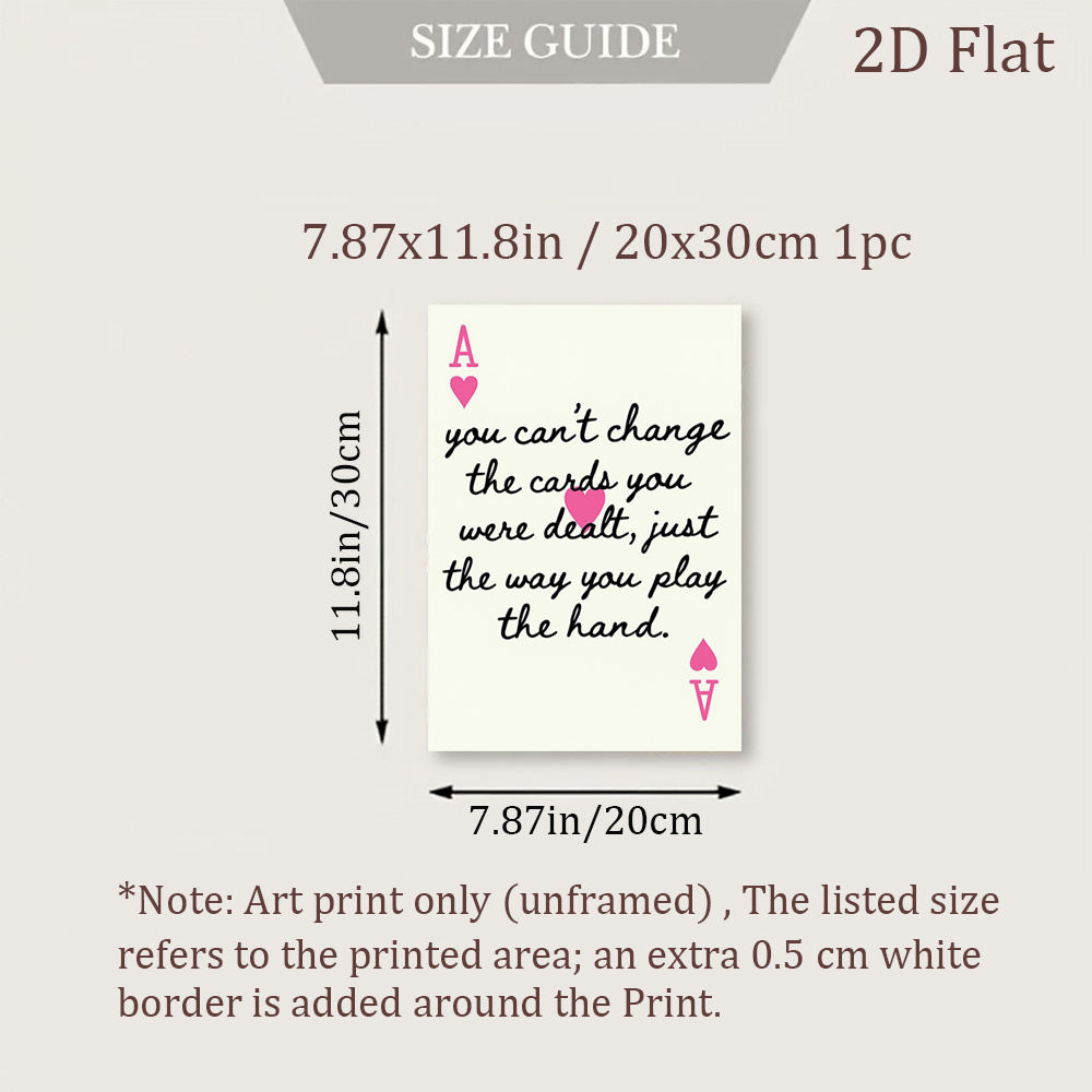 TEMU 2d Flat, 2d Flat, 1pc Unframed Love Quote Canvas Paintings, Card Game Wall Art Poster, Inspirational Art Prints, Fashion Wall Decor, Modern