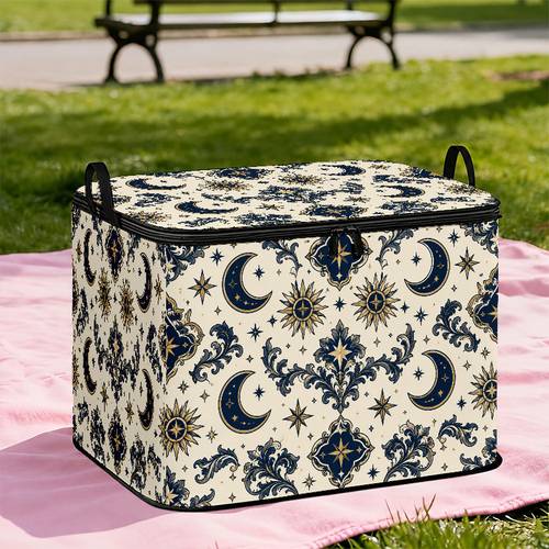 and golden starry pattern decorative storage box retro baroque suitable for holiday decor and seasonal storage 2d flat under bed storage