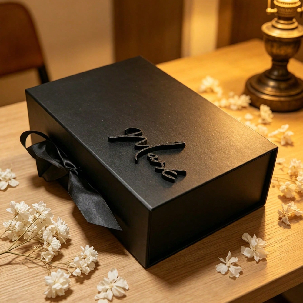 TEMU Gift For Her/him, 1pc Personalized Custom Name Gift Box With Magnetic Clasp And Ribbon- Luxury Version, Suitable For Bridesmaid Proposal Boxes,