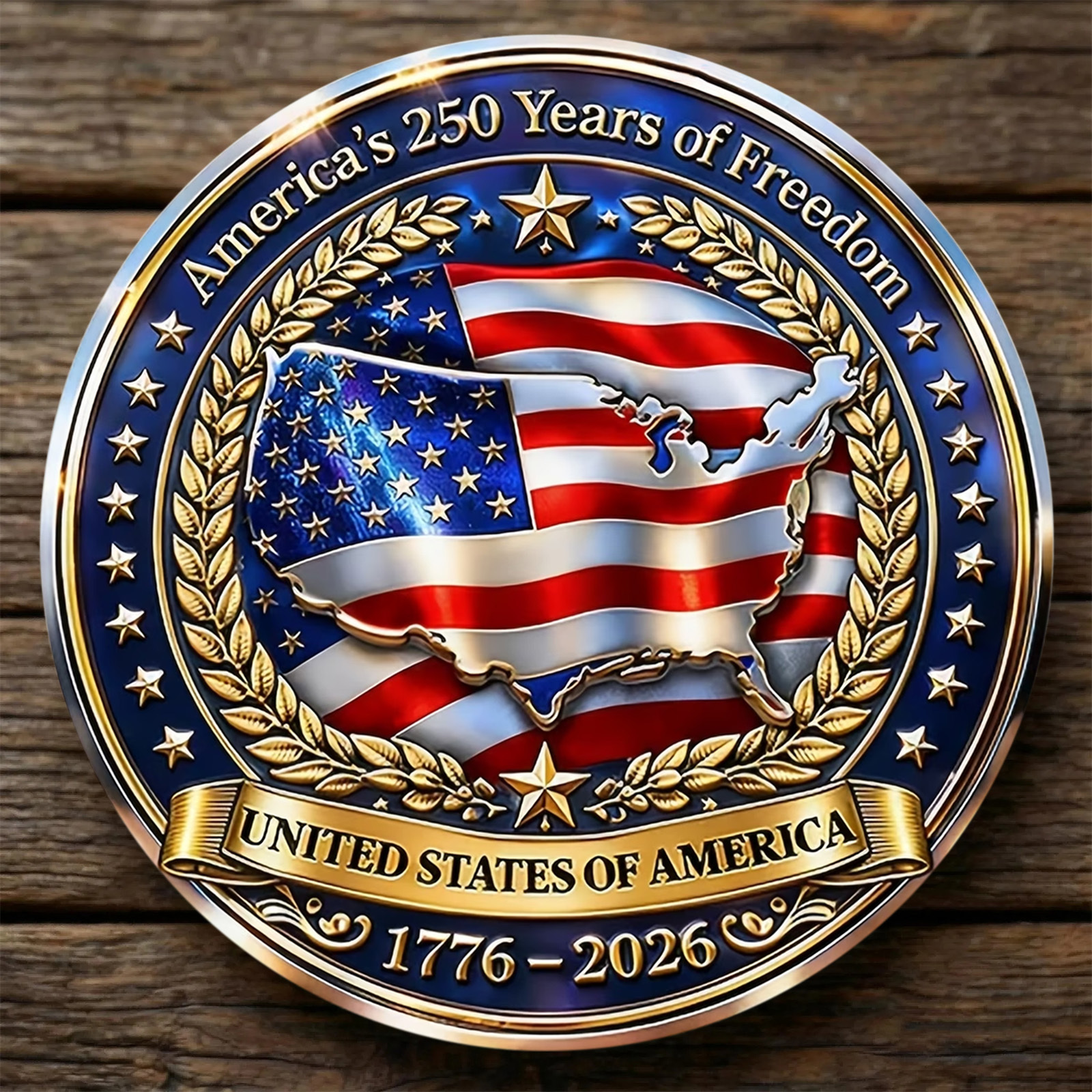 TEMU 1pc Us 250th Anniversary Commemorative Coin 1776-2026 Usa Bell Bald Eagle Theme Double-sided 2d Collectible Commemorative Stamp, Suitable For