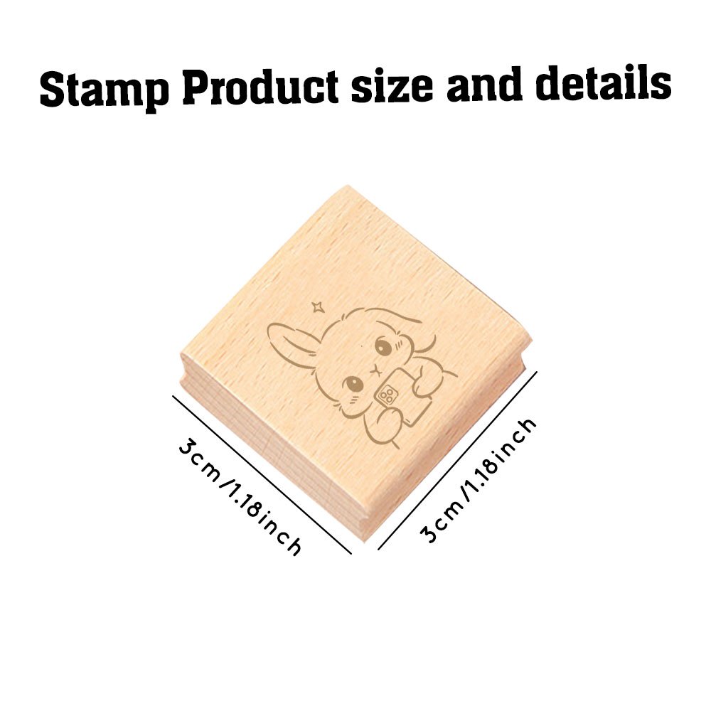 Square Exquisite Wooden Decoration Hand Account Stamp