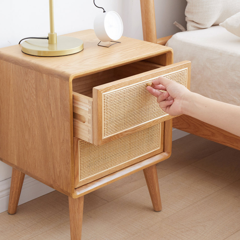 Pure Solid Wood Bedside Cabinet Modern Easy Nightstands North America Oak Bedside Cabinet Nordic Bedroom Solid Oak Storage Cabinet 15.75inch