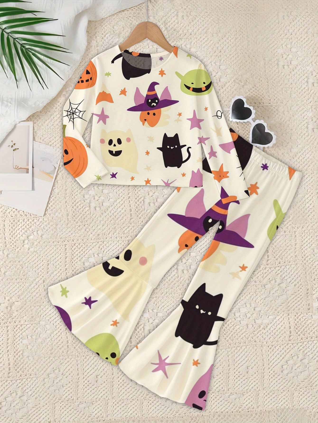 Ensemble Halloween Fille - Top Manches Longues Et Pantalon Imprimé Citrouille, Tailles 0-6 Mois à 2-3 Ans - 5
