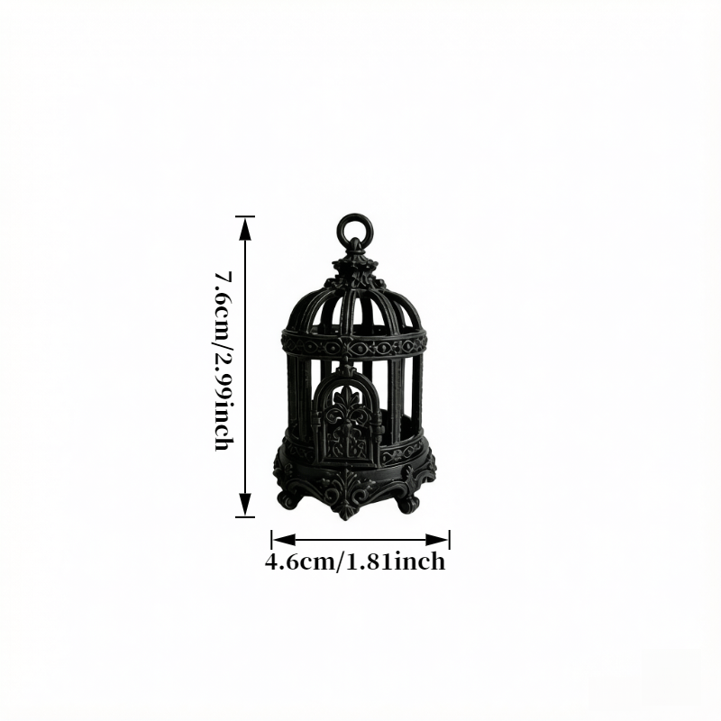 TEMU 1pc Mini Cage à Oiseaux Gothique Victorien Ornement Miniature, Mini Cage à Oiseaux Rétro Creusée, Petite Cage avec Floraux Noirs Ornementés,