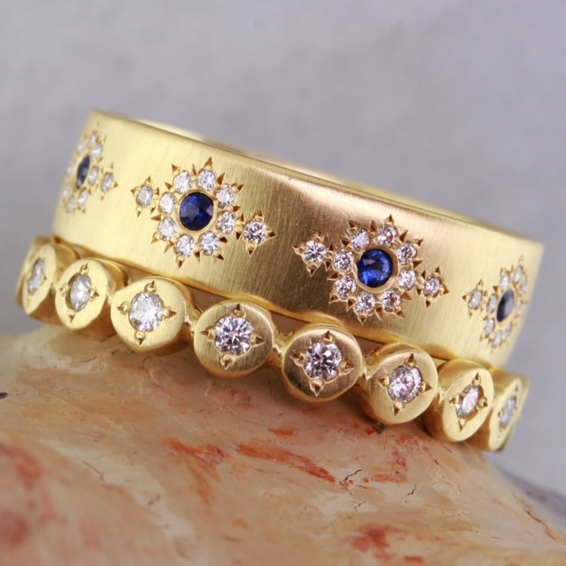 Ladies' Star Moon Sun Pattern Ring Set with Synthetic Zirconia