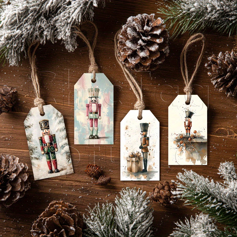 TEMU Set Of 48 Christmas Gift Tags, Complete With Hemp Twine, Showcasing In A Watercolor Style, Perfect For Holiday Presents, Party Treats, Gift