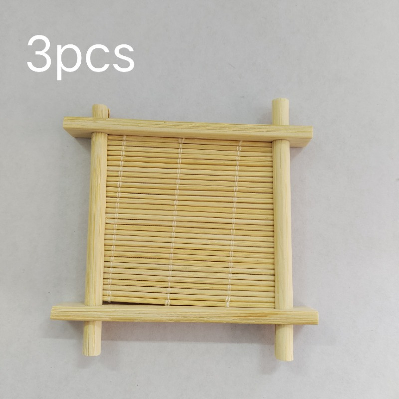 Image of Set Of 3 Bamboo Coasters - , Decorative Items For Kitchen And Dining, Additions For Tea Ceremonies, Insulation Mat For -toe, Trinkets For Wedding Cakes, Bamboo Coasters
