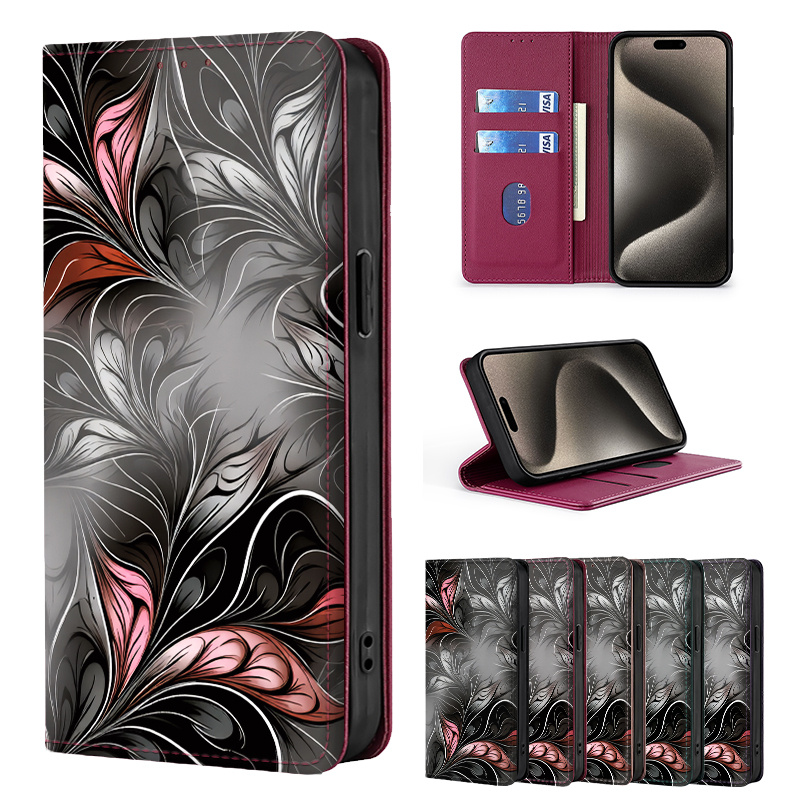 TEMU Phone Case: Colored Painting With Cover Premium Synthetic Leather Flip Case Rfid Protective Cover Case Magnetic Card Holder Stand Function Flip