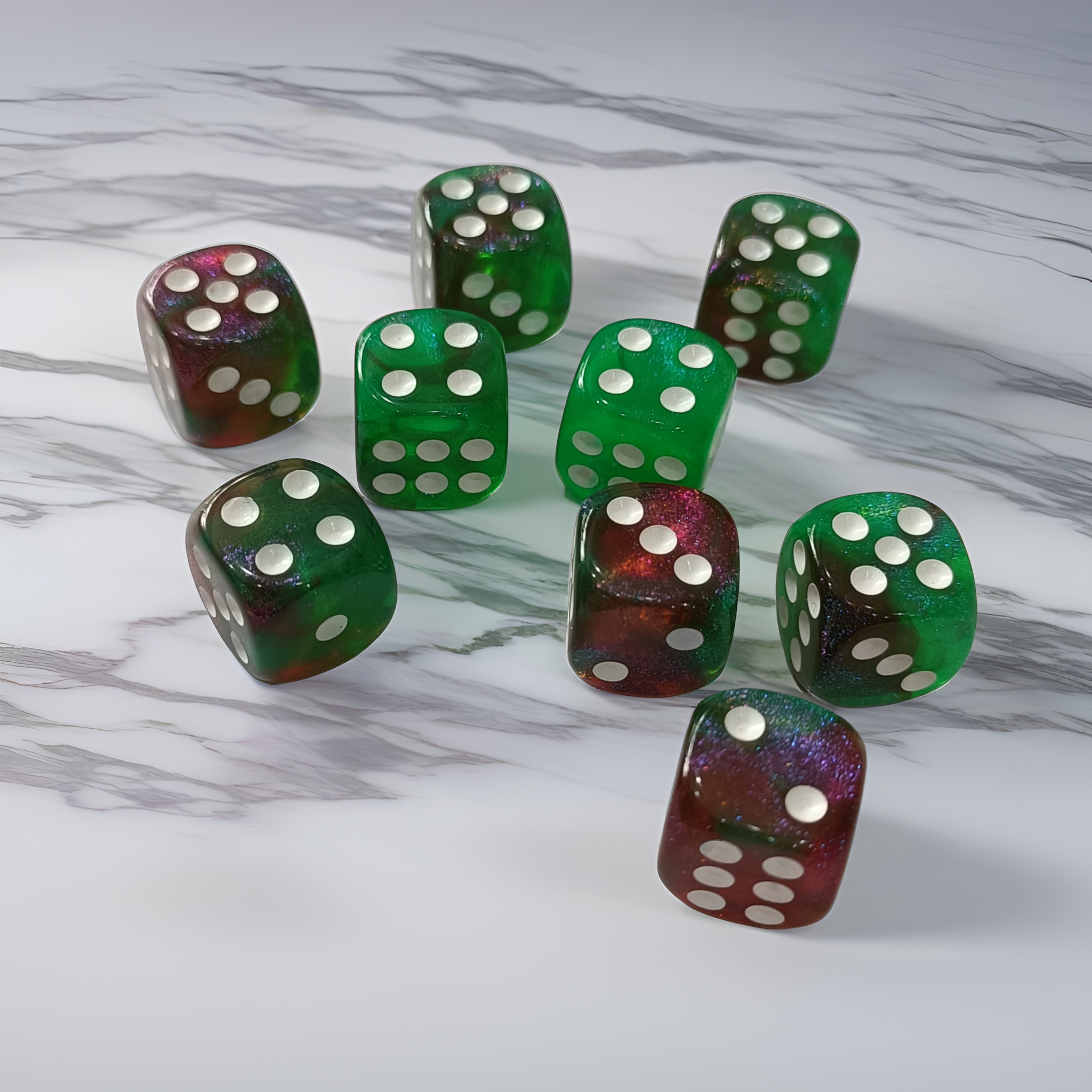 8pcs High-Brightness Iridescent Two-Tone Dice