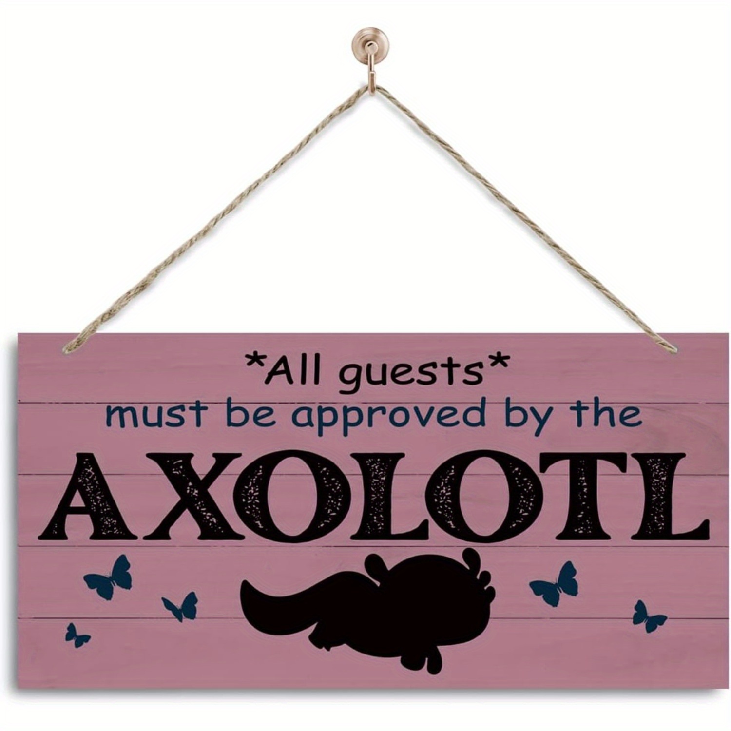 TEMU Plaque de Porte Axolotl en Bois 2D Plat - Plaque Murale Rustique "Tous doivent être Approuvés" Adaptée pour Porche, Porte d'Entrée & Décoration