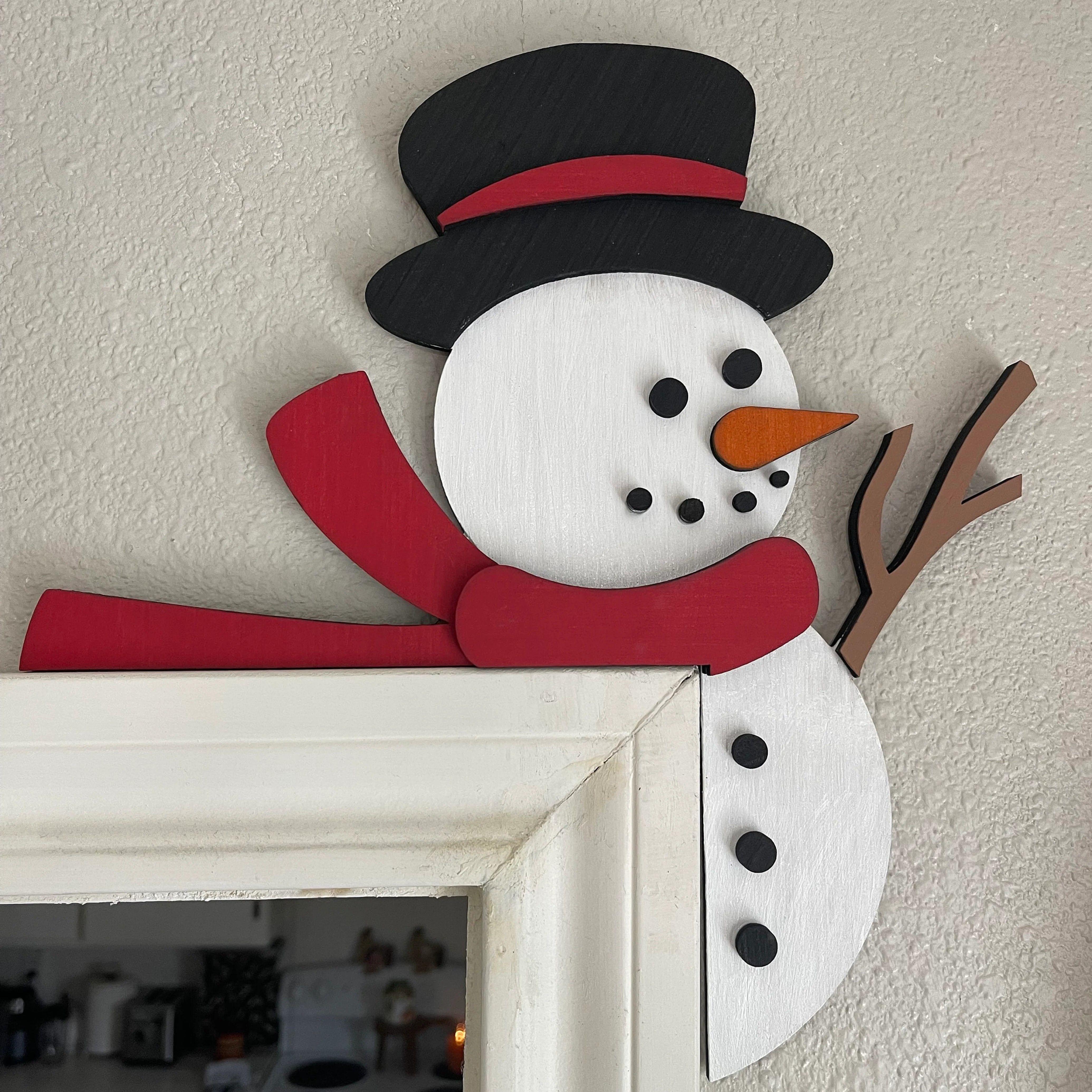 

1pc Wooden Snowman Christmas Door Corner Hanging Decoration - Holiday Pendant, No Power Required, Wood Material, Ideal For Christmas