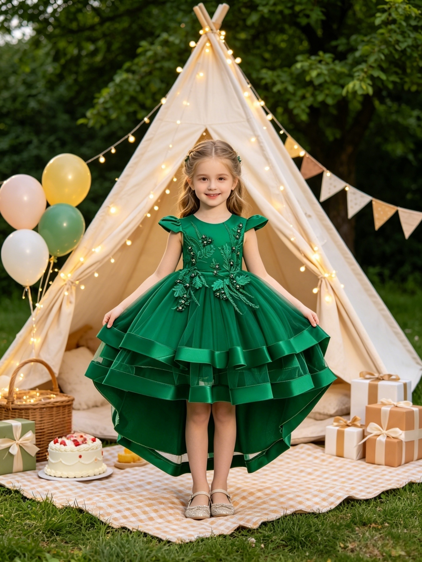 emerald green dress for girls sold on Temu United States