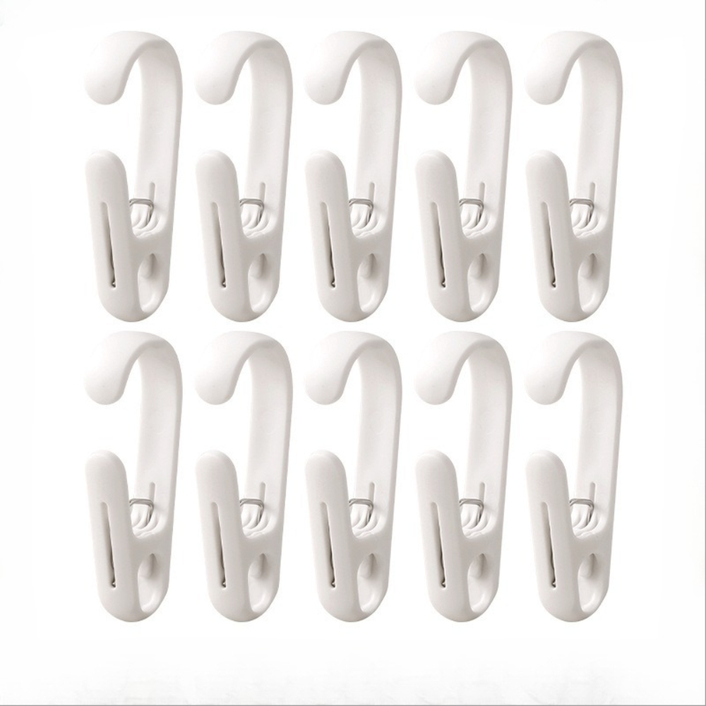 TEMU 10pcs Multi-functional Clothespins With S-hooks, Heavy-duty Plastic Clothes Pegs, Beach Towel Clips, Chair Clips, Towel Rack Clips; Suitable For