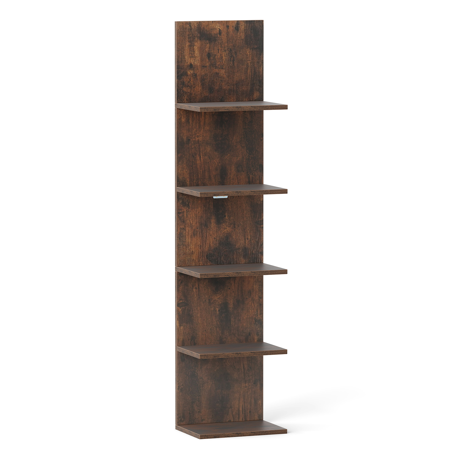 Standing Shelf Units, 5-tier Wall Shelves, Vertical Floating Storage Shelf Unit, Wooden Wall-mounted Organizer For Bedroom, Living Room, Bathroom, Home Decoration, Rustic Brown