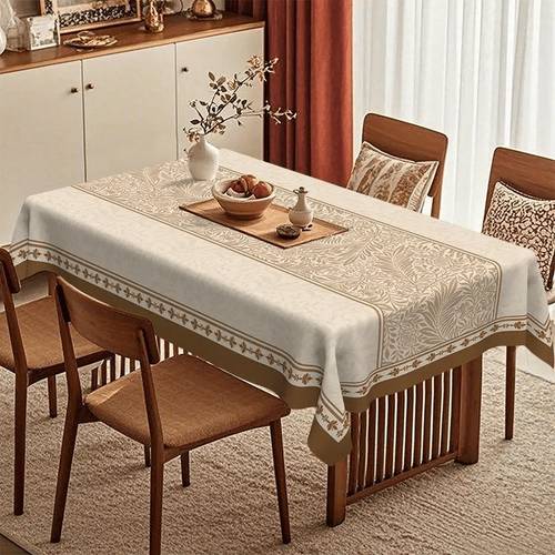 this item vintage plant tablecloth features a european retro style making it vintage home decor and elegant dining settings an the design has a beige base