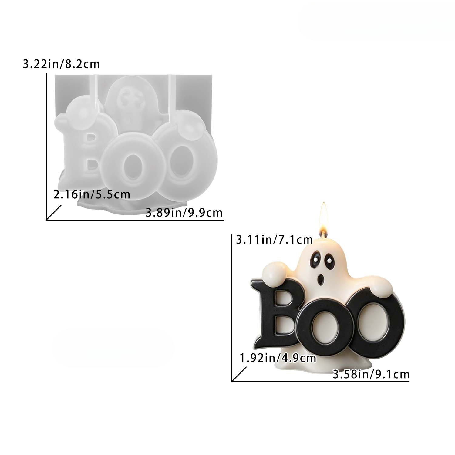 TEMU Halloween Resin Silicone Mold Halloween Boo Silicone Candle Mold, 3d Cute Letter Casting Mold For Scented Candles, Epoxy Resin Figurines, Gypsum