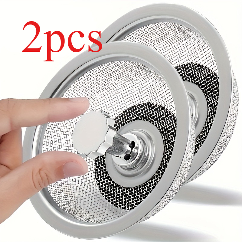 2pcs stainless steel kitchen sink strainers with handles stopper mesh food waste filters for   use   design for   drainage hotel drainage solution stainless steel sink strainer durable kitchen strainers