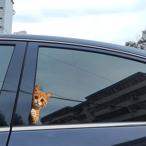 gato naranja, adhesivo de ventana con gato , adhesivo de a través del vidrio, adhesivo de ventana con estilo de dibujos animados lindo, adhesivo de vinilo para ventanas, , camiones, puertas, inodoros, laptops