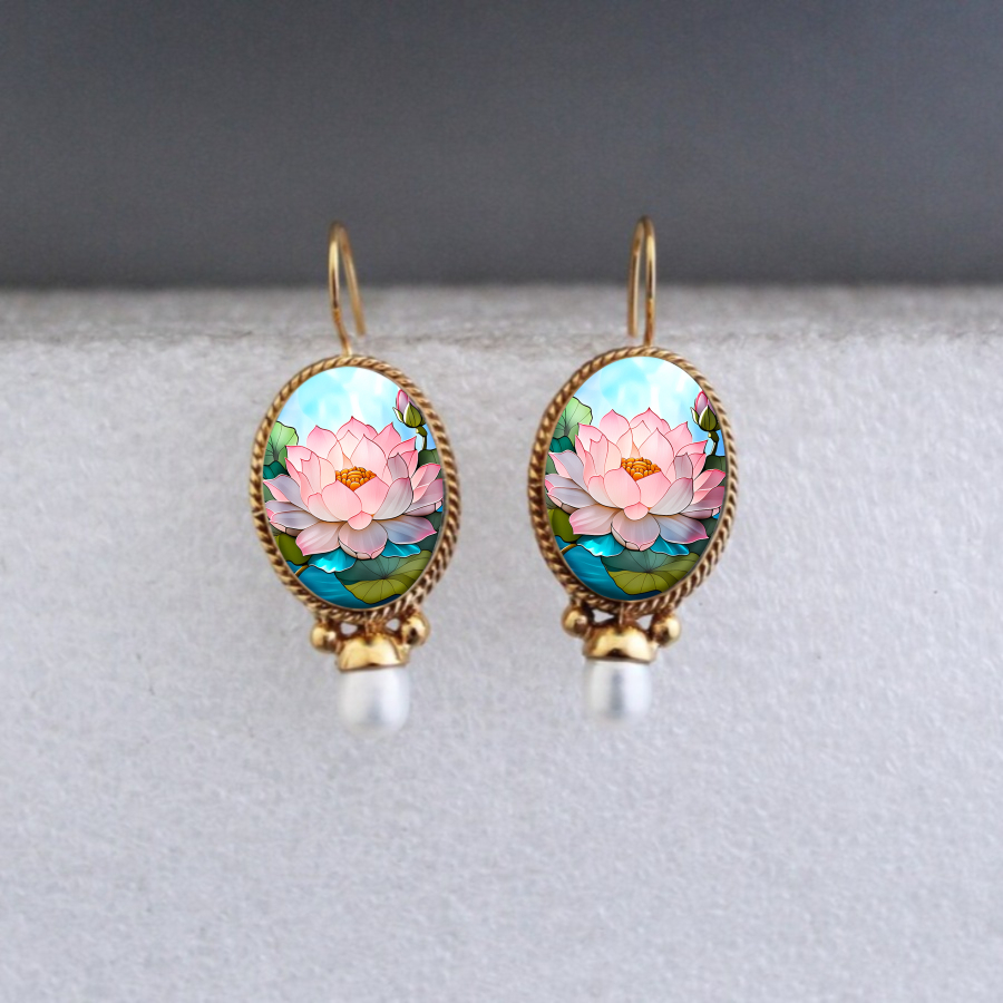 Image of 2pcs Lotus Earrings Flower Earrings Nature Earrings Peace Earrings Pendant Earrings Plant Earrings Jewelry Additions Unique Jewelry Christmas Gifts Valentine Gifts Easter Gifts