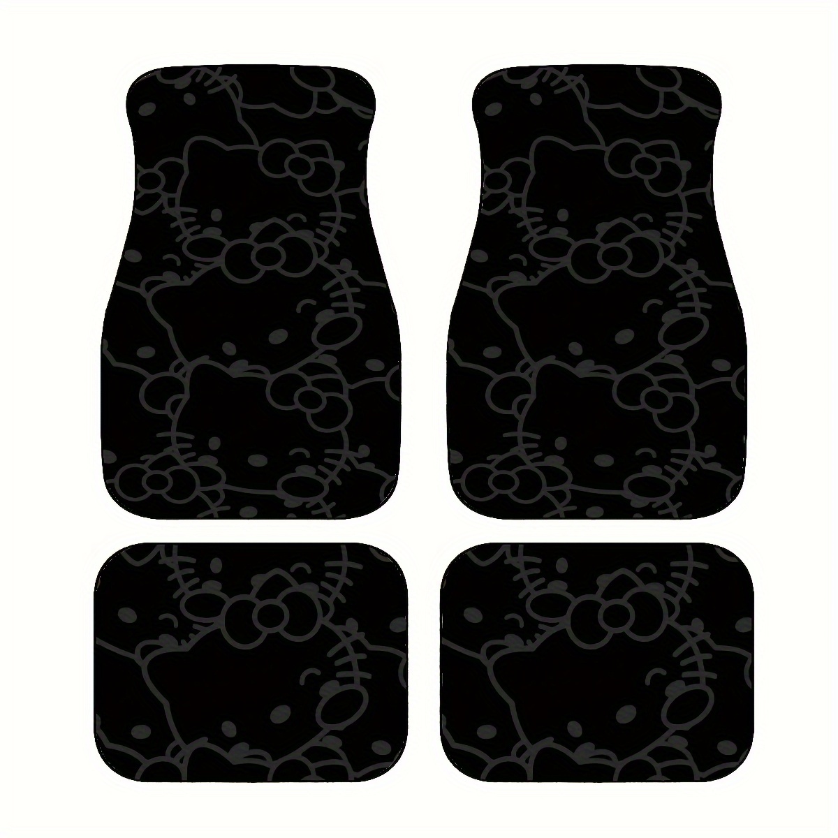 Image of 4pcs/set Black For Hello Kitty And Bow Car Floor Mats, Non-slip And Durable Polyester Car Carpet Mats, Suitable For Cars, Suvs, Trucks, Car Interior Protection, Ideal Gift For Men And Women