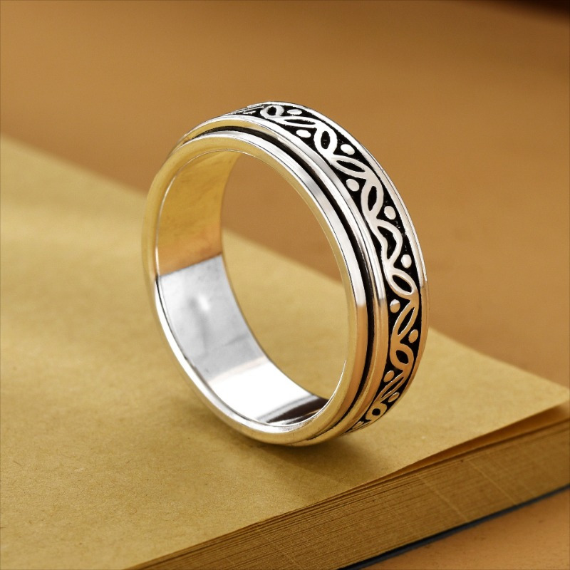 1pc anxiety   pattern fidget ring rotating ring adjusting pressure ring unisex high quality ring best gift Product details 3