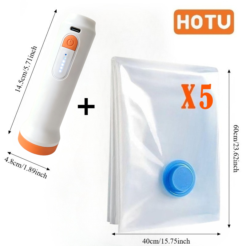   portable rechargeable electric vacuum pump handheld vacuum sealer     colors   5 vacuum compression bags suitable for clothing storage space saving compression bags suitable for   moving