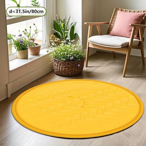 2d flat 2d flat printed flannel round carpet made of golden diamond velvet weighing featuring a easy yellow textured pattern suitable for home decoration living room sofa mat bedroom outdoor and hallway use as well as malls