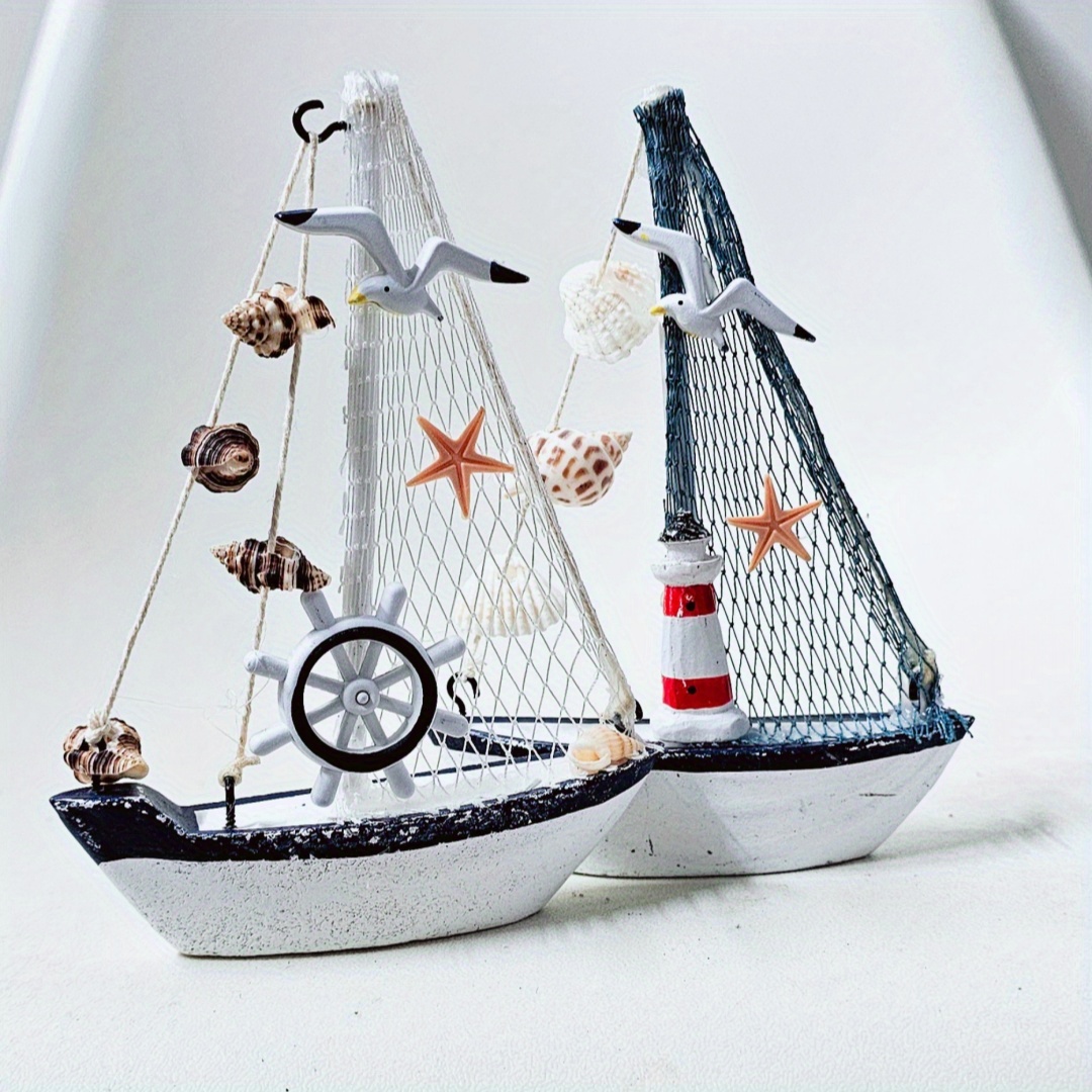 Mediterranean Sailboat Figurines Set