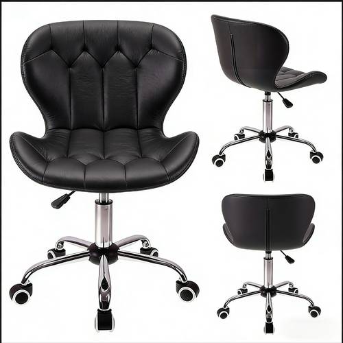 simple swivel desk chair no armrests adjustable height wheels supports 120kg space saving for small office dorm room compact study