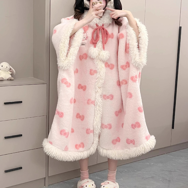 1pc Cartoon-Themed Wearable Blanket - Preppy Style Digital Print Hooded Velvet Robe, Soft Woven Polyester, Hand Wash Only, for Home and Dormitory Use