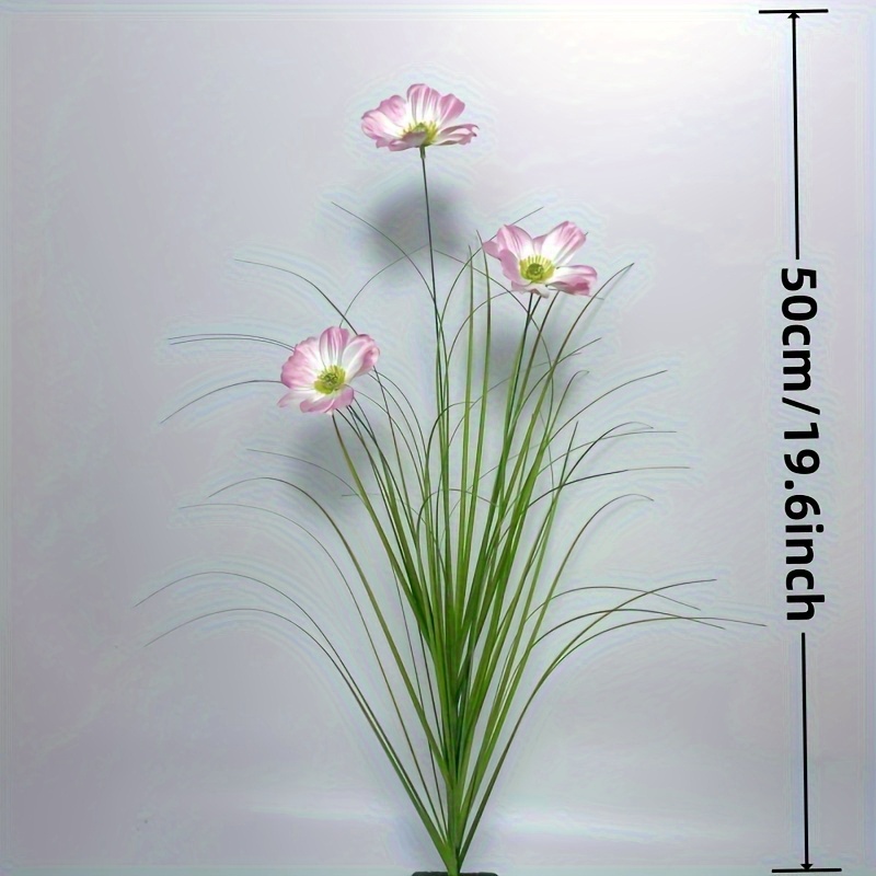 TEMU Pack Of 4 Artificial Tall Grass And Pink Plastic Fake Ground Plants, 19. 6 Inches, Landscape Decoration Props For Photography Weddings, Used In