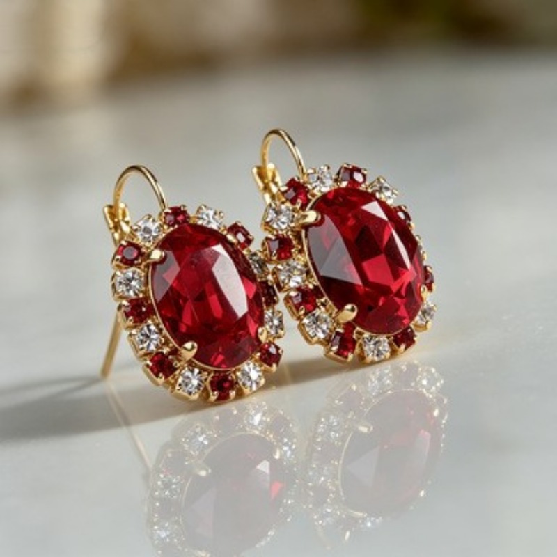 TEMU A Pair Of Elegant Earrings-kc, Inlaid With Shiny Synthetic Zirconia, Symbolizing Beauty And -engagement/wedding Earrings-.