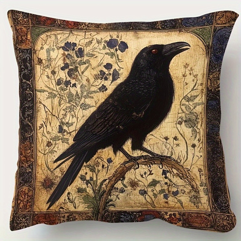 TEMU 1pc Vintage Medieval Art Throw Pillowcase 18x18 Inch - Soft Short Plush Double-sided Cover With Zipper Closure, Polyester, Hand Wash Only, Mixed